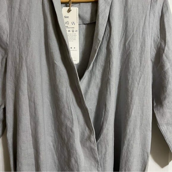 NWT Linen Handmade Studios Marlena Wrap Dress 100% Linen - Picture 7 of 8